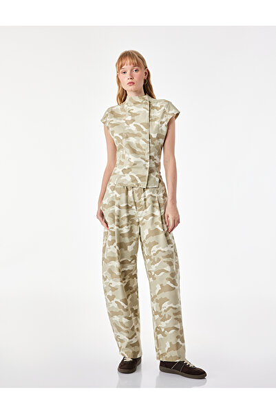 Koton Comfortable Fit, Pocketed, Elastic Waist, Cotton Camouflage Patterned B...