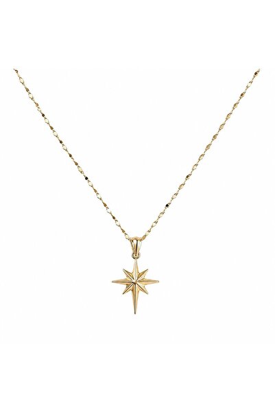 Sembol Gold 14 Ayar Kutup Yıldızı Altın Kolye 50 cm Zarif Minimal Model