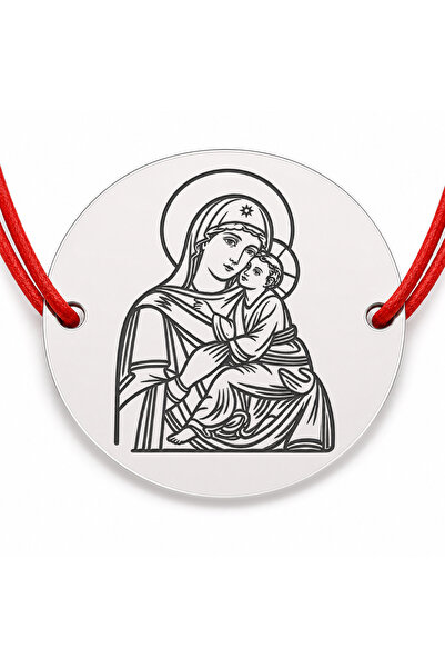 Simoshop Brățară argint 925 Maica Domnului cu Pruncul, șnur reglabil