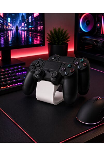 craftopya PS4 Uyumlu 2'li Oyun Kolu Standı - Gamepad Tutucu Masaüstü Düzenleyici Oyuncu Aksesuarı Beyaz