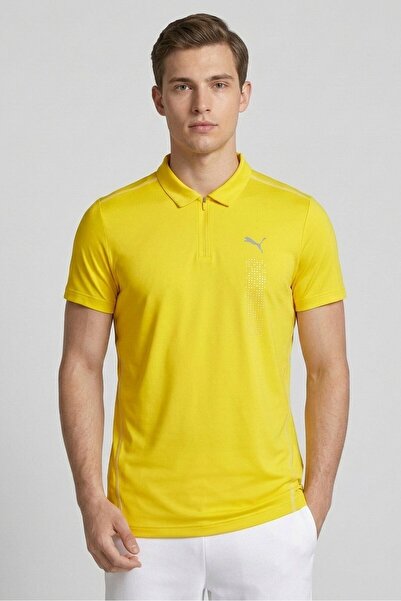 Puma x One8 Men Sportswear Fit Brand Logo Training Polo Shirt, Yellow