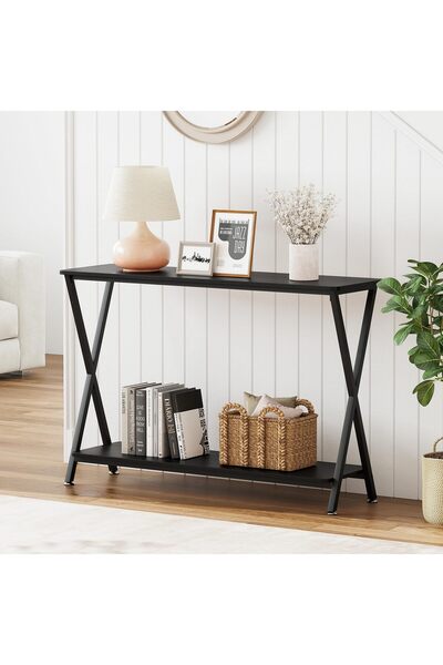 Garvee Narrow Console Table, 2-Tier Farmhouse Sofa Table with Shelves, 41.3 I...