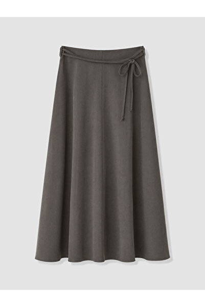 LC Waikiki Anthracite Belted A-Line Pencil Skirt