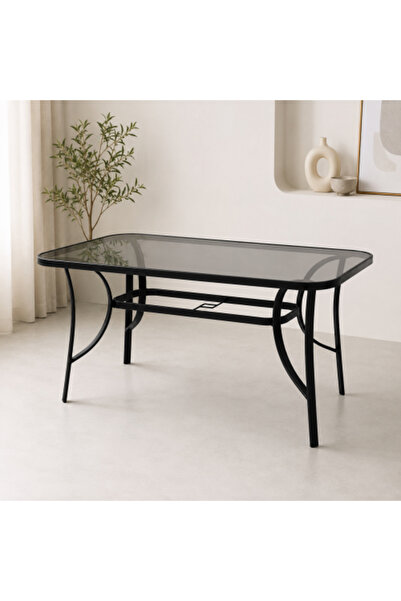 on home طاولة زجاجية مستطيلة سوداء 150 × 90 سم - F5031 أسود