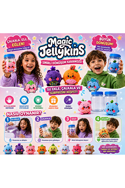 ŞOKİTO Magic Jellykins Sürpriz Peluş Oyuncak - Sihirli Dönüşüm Kavanozu, Su E...