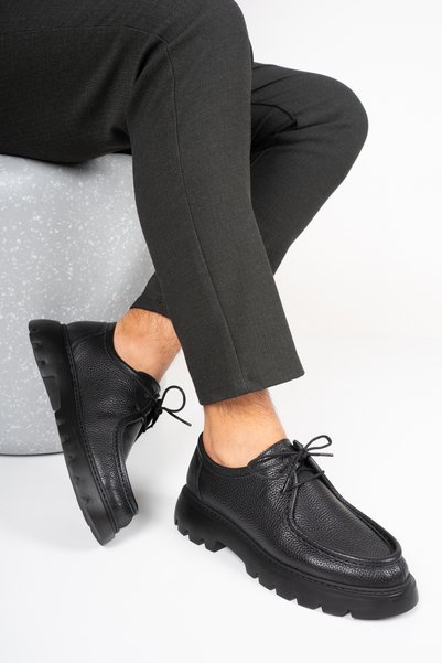 Fame Step Genuine Leather Men's Casual Shoes +4.5 cm Height Increasing Thick Sole Daily Lace-Up Comfort Vicenza