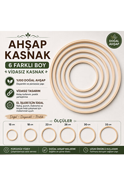 Prestij Boncuk Ahşap Kasnak 6 Farklı Boy Vidasız Kasnak