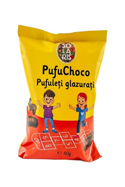 SOLARIS Pufuleți glazurați Pufu Choco, 40 g – Gustare expandată din porumb în...