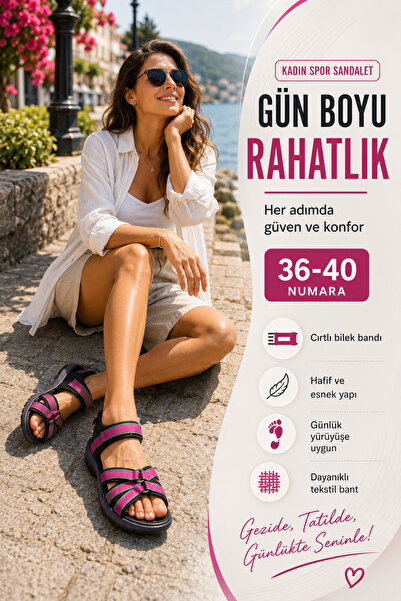 Miss Kiss Kadın Cırtlı Spor Sandalet Tekstil Bantlı Hafif Taban Günlük Yazlık...