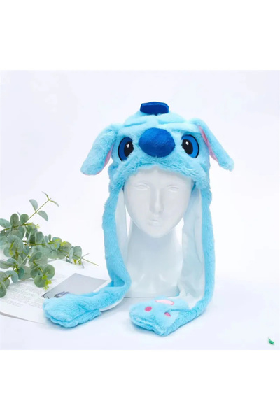Generic Brand Căciulă de Pluș Albastră cu Urechi Mișcătoare și Clapete Lungi ...