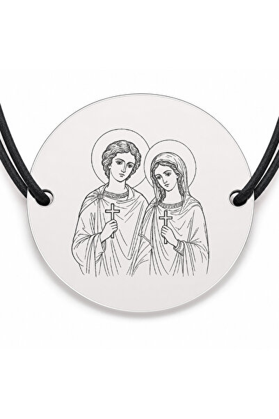 Simoshop Brățară argint 925 cu bănuț Sfinții Adrian și Natalia, șnur negru re...