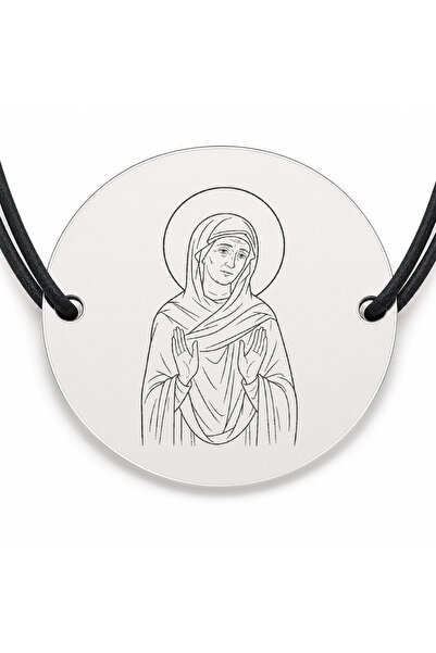Simoshop Brățară argint 925 cu bănuț Sfânta Elisabeta, șnur negru reglabil