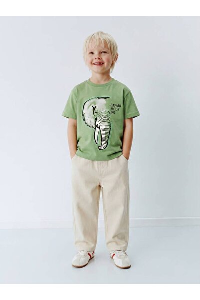 Motebarn Wear طقم تي شيرت للأولاد بتصميم سفاري وبنطلون جينز بالون