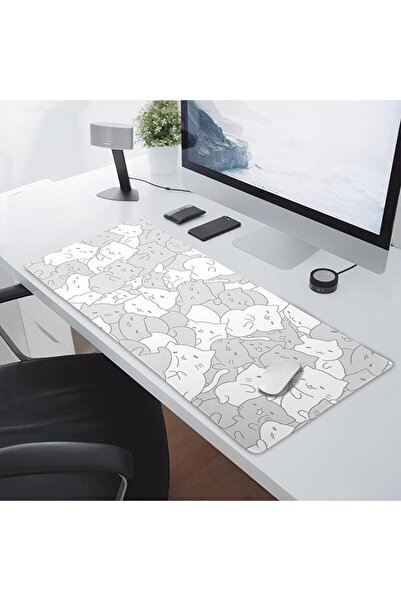 GENERAL White Kawaii Cats Gaming Mouse Pad XL Cute Anime Kittens Japanese Ext...