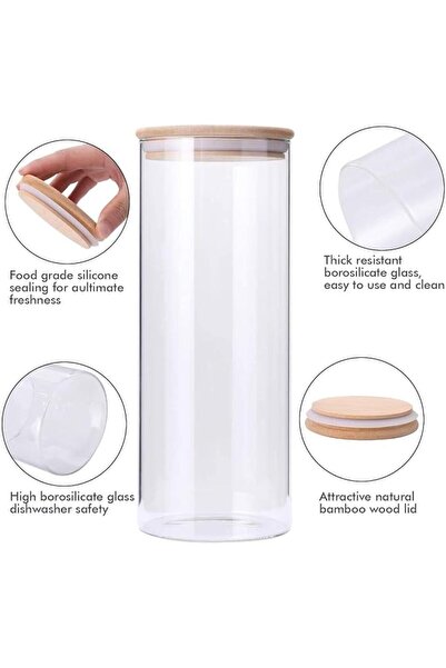 Lushh Borosilicate Glass Food Storage Jars, Air Tight Kitchen Food Storage Co...