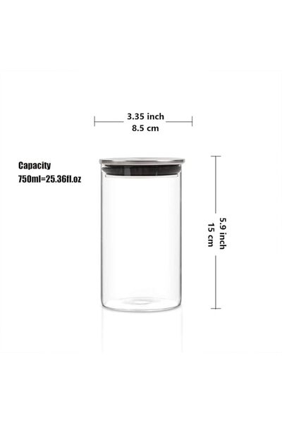Home Zone 6pcs Glass Storage Jars with Bamboo Lids 750ML, High Borosilicate G...