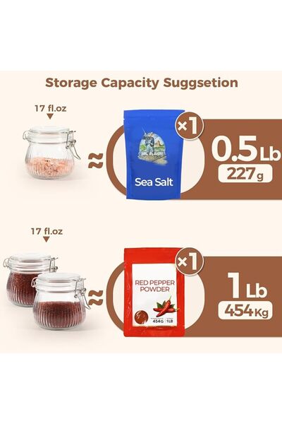 GENERAL Airtight Glass Canister Set of 6 with Lids,17oz Food Storage Jar Roun...