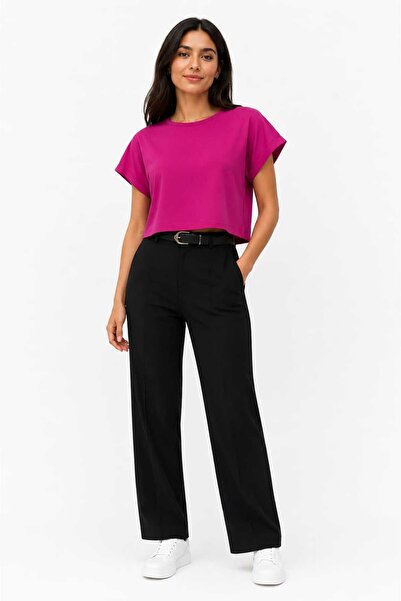 RAZENCİ Γυναικείο βαμβακερό oversize Lycra Crop
