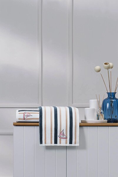 Özdilek Mariner Bath Towel Set (50X90Cm- 90X150Cm)- Beige
