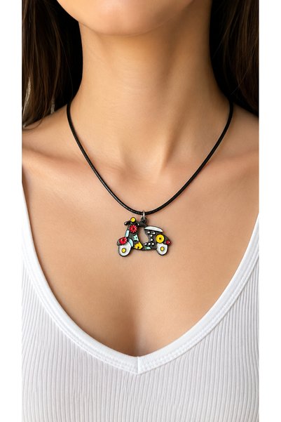 HER ŞEY NOTA www.herseynota.com Black String Women's Necklace with Colorful V...