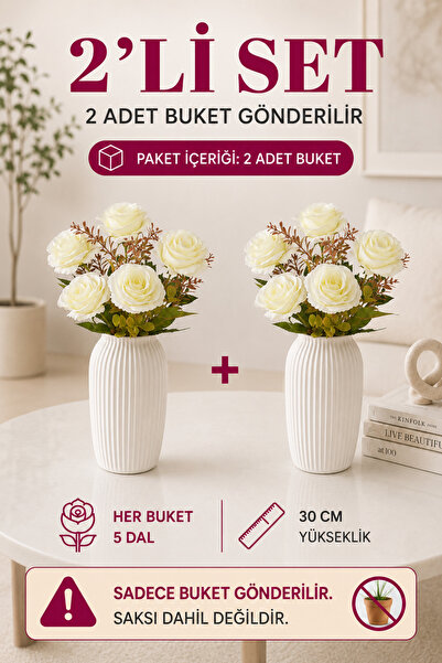 MD Aspiz Flowers 2 باقة من الزهور الاصطناعية 5 باقات من الورد الكريمي الفاخر ...