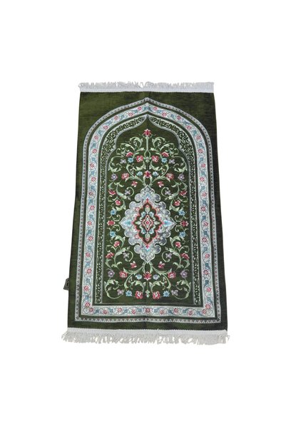 MAYSAM HAC UMRE HEDİYELİK Lined Premium Chenille Prayer Rug 67X112 cm