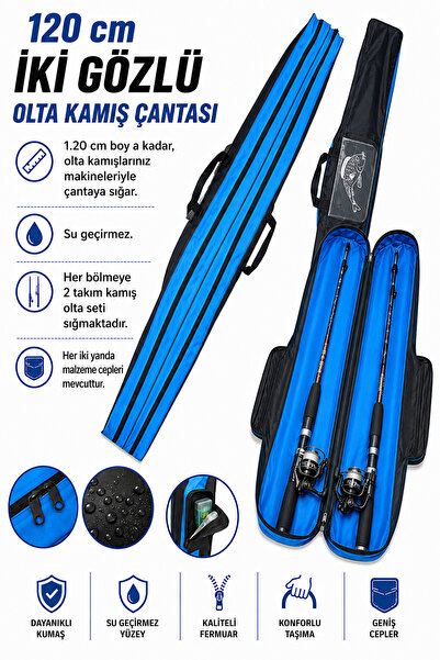 sr sazanrig 120 cm 2 Gözlü İkili Olta Kamış Çantası