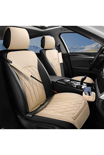 GENERAL BEITK 2 Pack Leather Front Car Seat Covers, Universal Sideless Car Se...