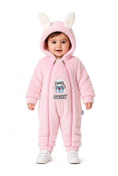 Chicsy Baby Sweet Rabbit Embroidered Welsoft Plush Hooded Zippered Winter Uni...