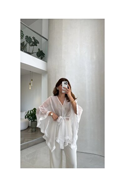manana fashion كيمونو مزين بشراشيب وحزام