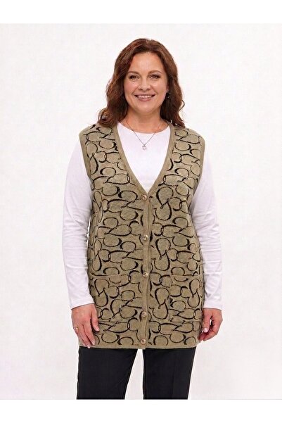 onno style women Classic Steel Knitted Tricot Vest with Heart Pattern and But...