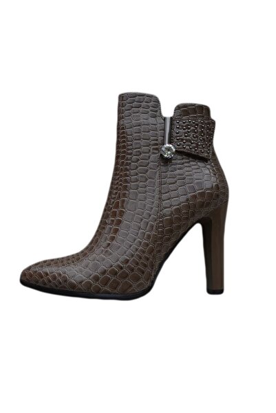 OEM Botina fashion de nuanta nisipie, cu strasuri aplicate pe lateral