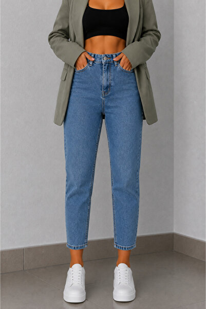 sion jeans Julia Milano Μπλε Μεσαίου Χρώματος Πλυμένο Τζιν για Καθημερινή Χρή...
