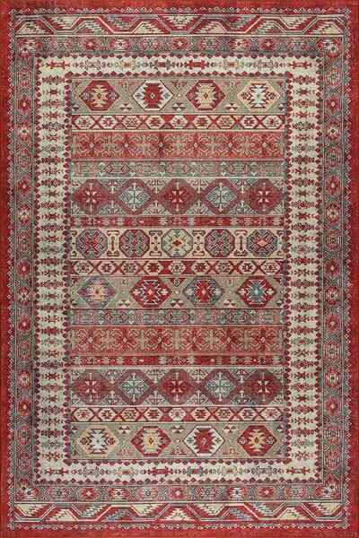 ARTLOOP Soul Kırmızı Etnik Kilim Motifli Klasik Desenli Dokuma Tabanlı Şönil ...