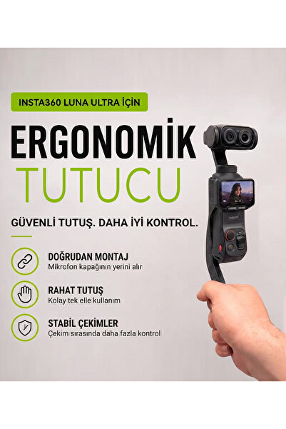 Genel Markalar İNSTA360 Luna Ultra Uyumlu Ergonomik Tutucu Stabilizer Vlog Çekim