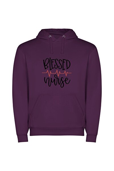 iLovePrints Pulse of Graced Nursing Φούτερ με κουκούλα σε χρώμα Μωβ