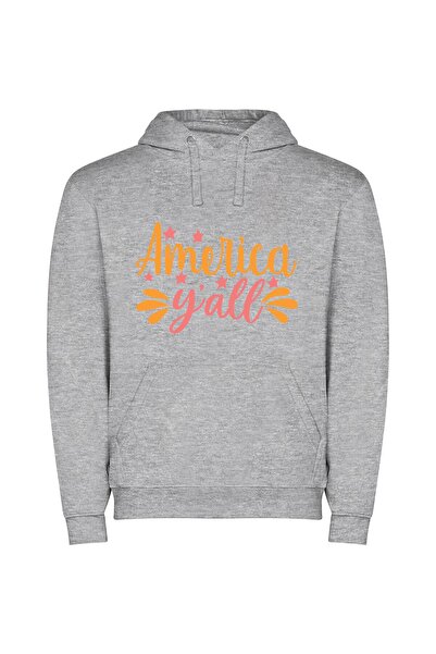 iLovePrints Colorful Americana View Φούτερ με κουκούλα σε χρώμα Γκρι