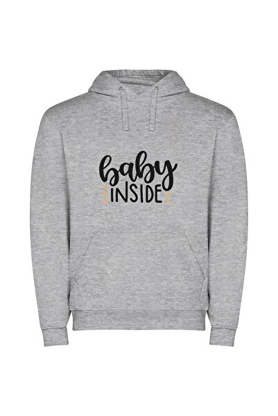 iLovePrints Baby Cosmos: Glowing Birth Φούτερ με κουκούλα σε χρώμα Γκρι