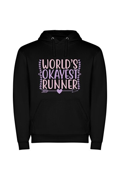 iLovePrints Ultimate Running Champion Φούτερ με κουκούλα σε χρώμα Μαύρο