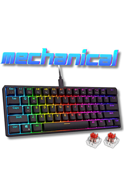 NETSTAT Tastatura Gaming NETSTAT, 60% Layout 61 Taste, Tastatura Mecanica, Sw...