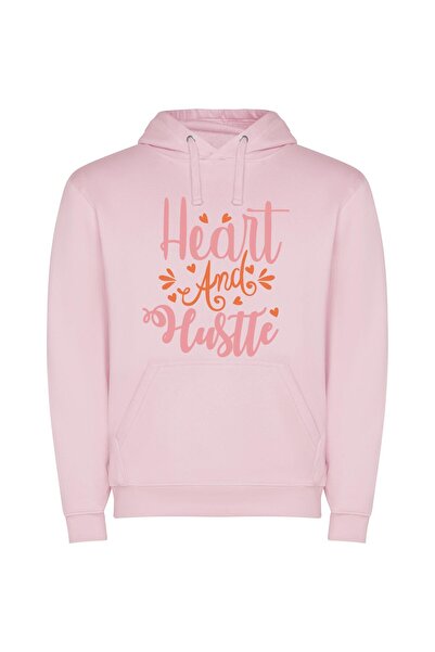iLovePrints Pink Heart Hustlers: Clean Design Φούτερ με κουκούλα σε χρώμα Ροζ