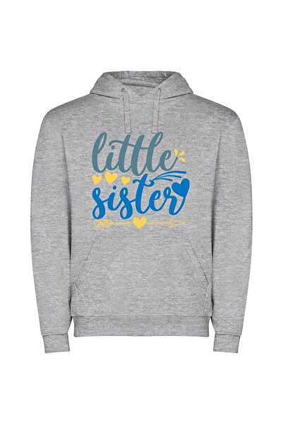iLovePrints Sisterly SVG Signage Φούτερ με κουκούλα σε χρώμα Γκρι