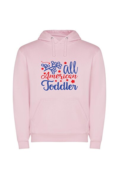 iLovePrints American Toddler's Total Portrait Φούτερ με κουκούλα σε χρώμα Ροζ