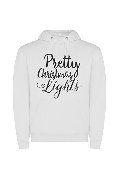 iLovePrints Dazzling Christmas Illumination Φούτερ με κουκούλα σε χρώμα Λευκό