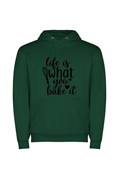 iLovePrints Baking Life's Art: Slice Φούτερ με κουκούλα σε χρώμα Πράσινο