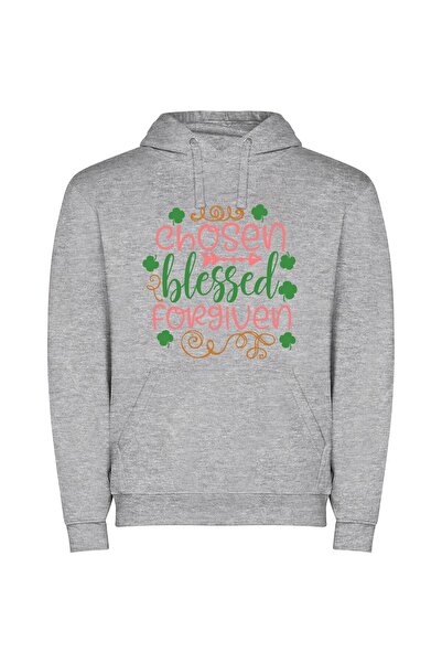 iLovePrints Lucky Green Blessing Φούτερ με κουκούλα σε χρώμα Γκρι