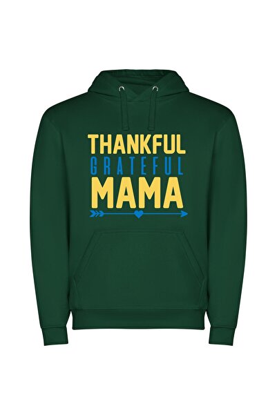 iLovePrints Mama's Grateful Sign Φούτερ με κουκούλα σε χρώμα Πράσινο