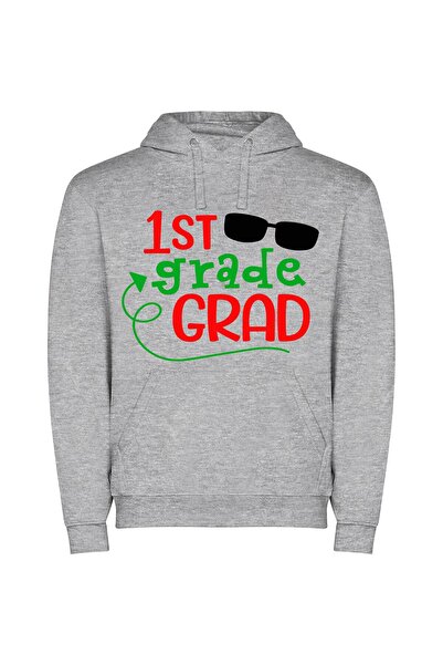 iLovePrints Grad's Sign and Kids Φούτερ με κουκούλα σε χρώμα Γκρι
