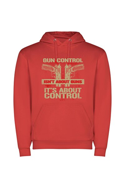 iLovePrints Central Shot: Mastering Control Φούτερ με κουκούλα σε χρώμα Κόκκινο