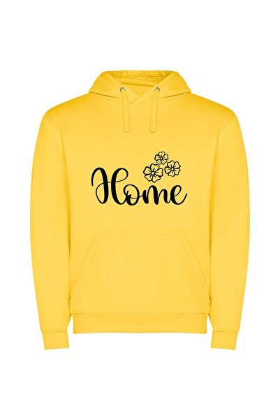 iLovePrints Floral Home Harmony Φούτερ με κουκούλα σε χρώμα Κίτρινο